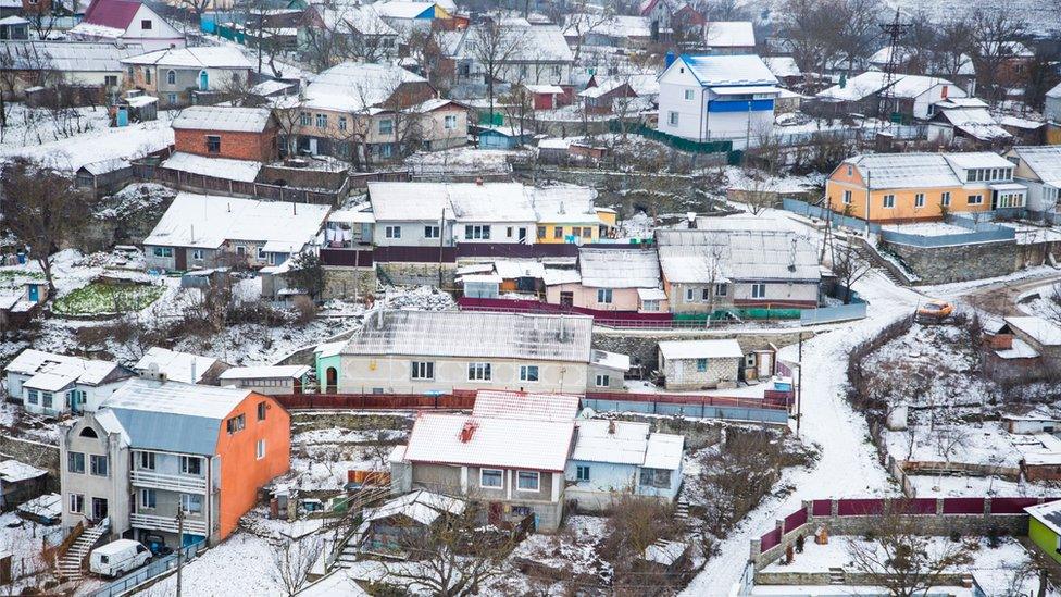 View of houses in Kamyanets-Podilskyi