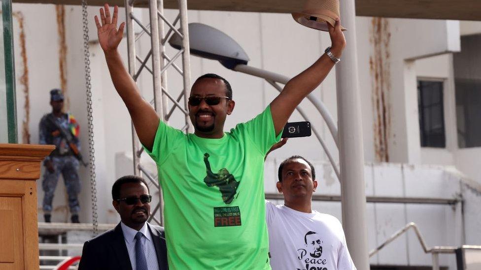 Abiy Ahmed waving