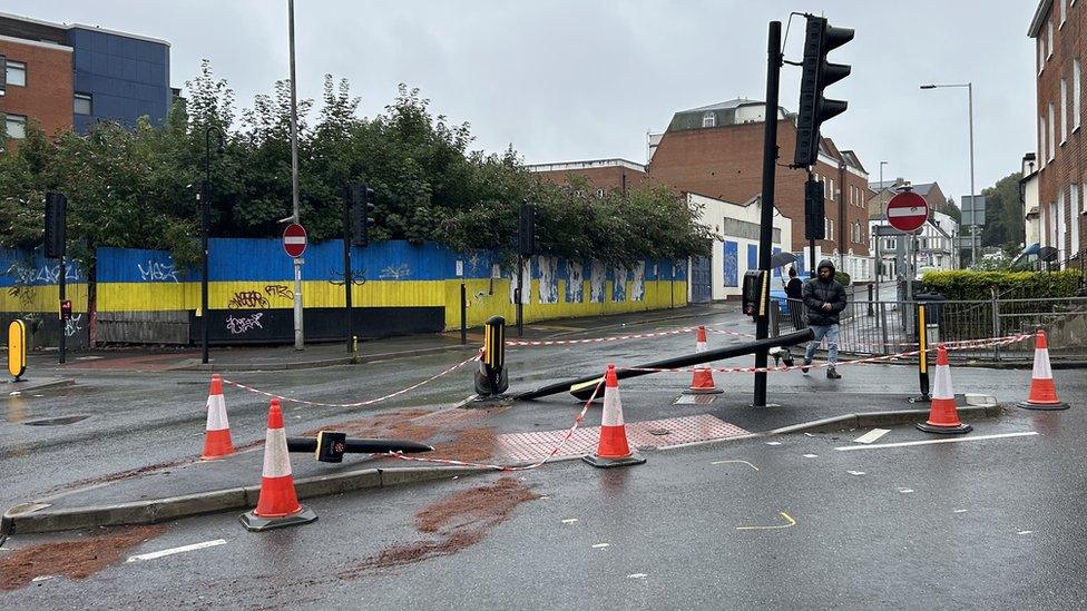 Site of police / ambulance crash in Reading