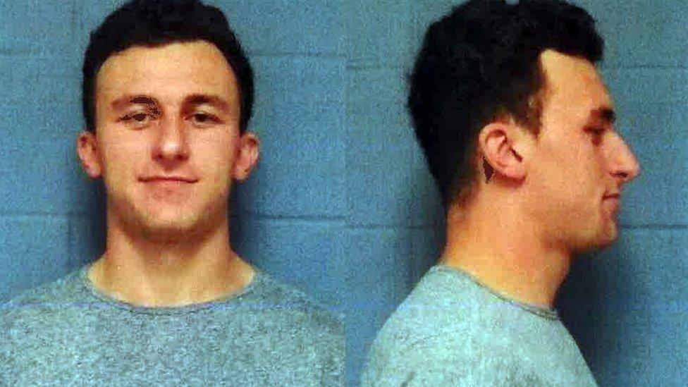 Mug shot of former Cleveland Browns quarterback Johnny Manziel