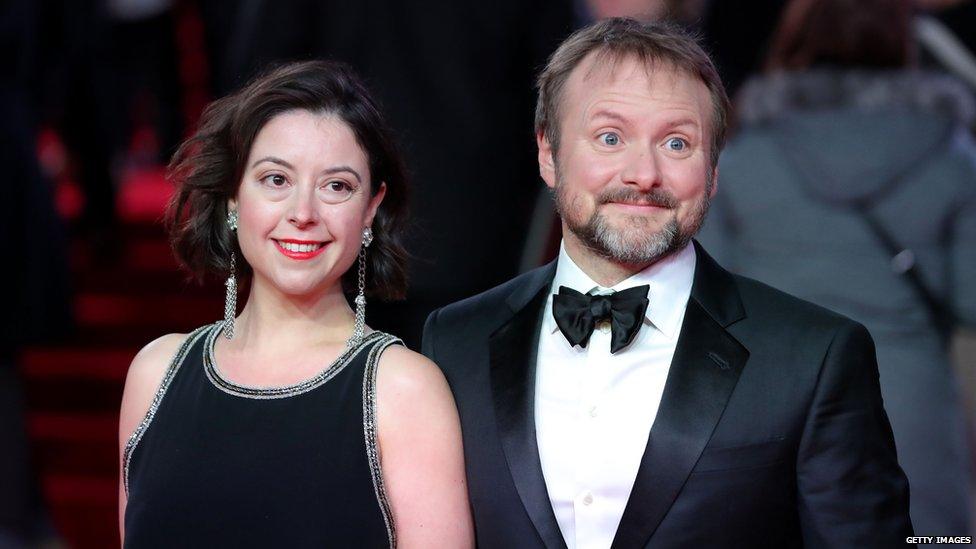 Director Rian Johnson and Karina Longworth.