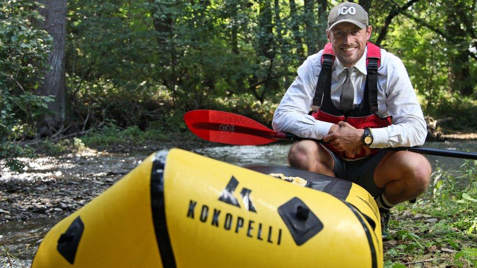 George Bullard with his Kayak