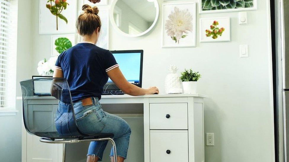 Woman working at home