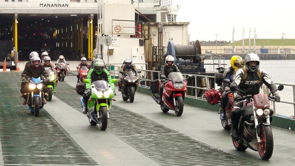 TT fans arriving on the Manx ferry