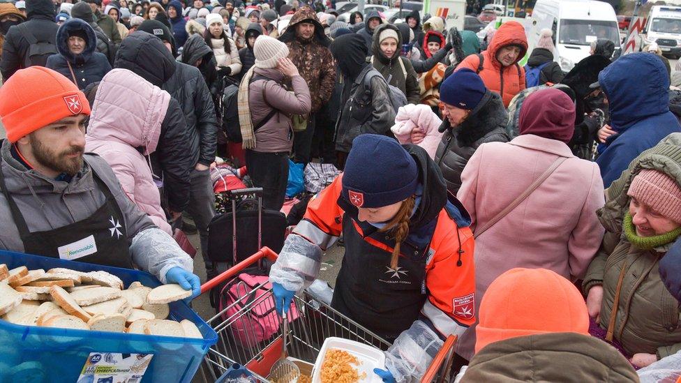 Refugees at the Ukrainian-Polish border