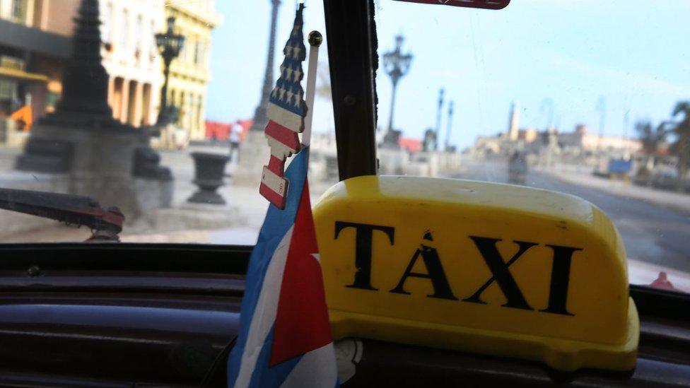 The view from inside a taxi in Havana