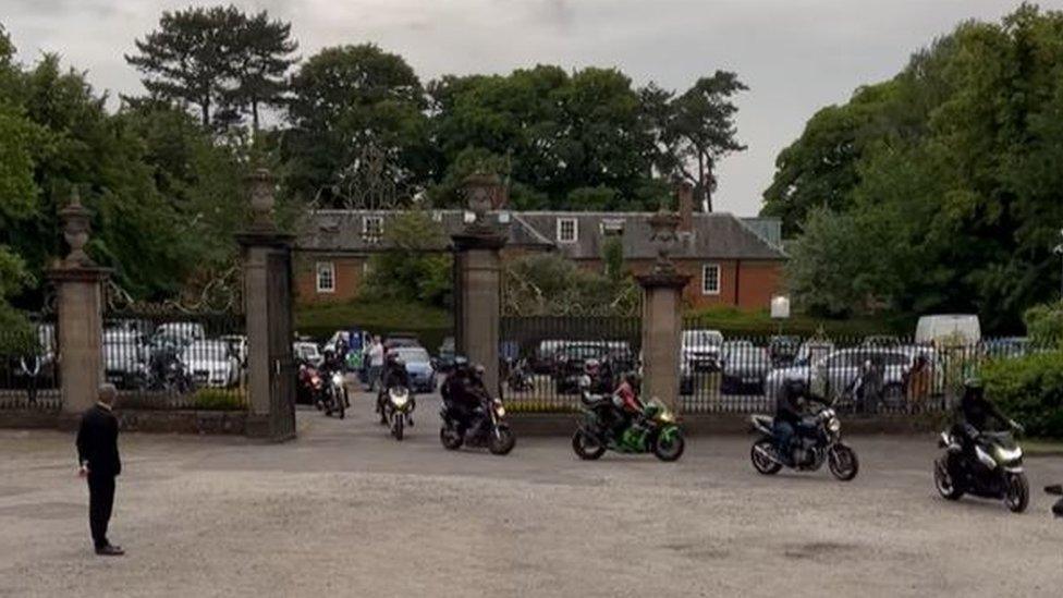 Bikers arriving at Bosworth Hall