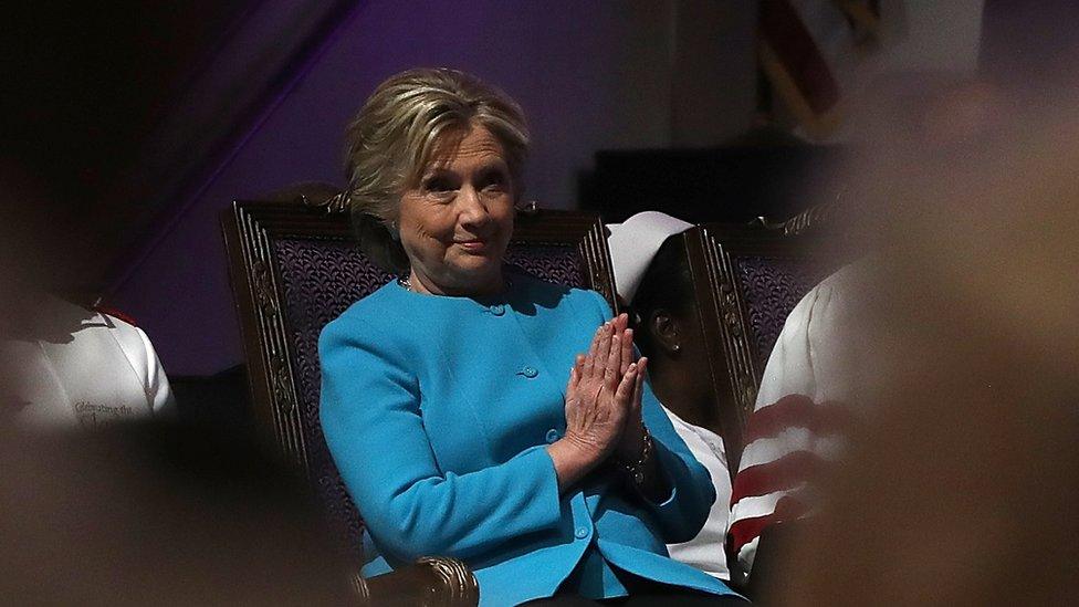 Hillary Clinton praying on 6 November