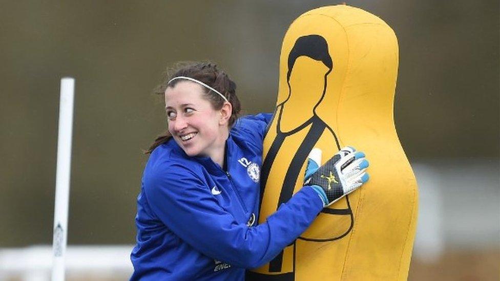 Lizzie Durack training with Chelsea at Cobham in March 2019