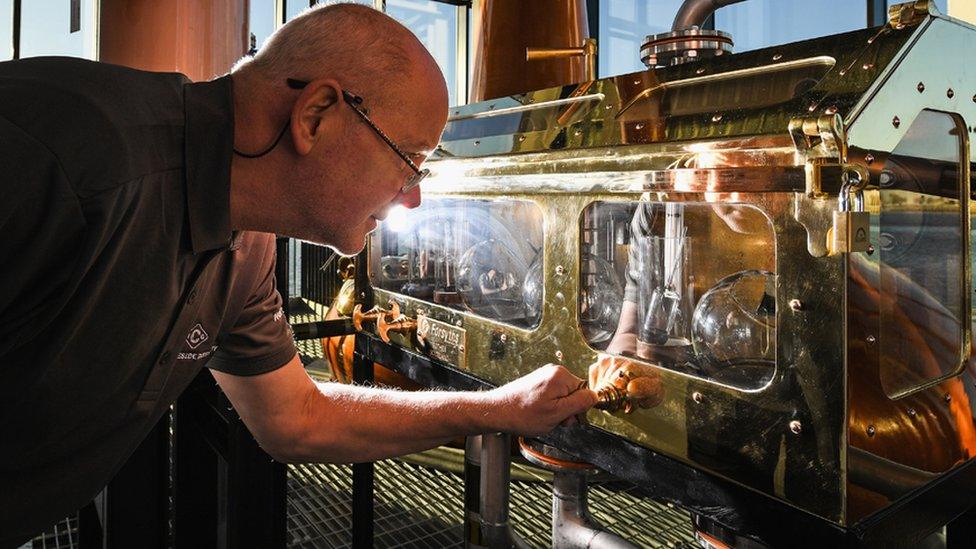 Senior distillery operator Neil Carlton at the Clydeside Distillery