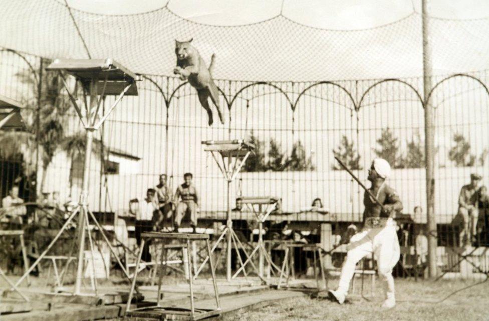 Damoo Dhotre performing at a circus