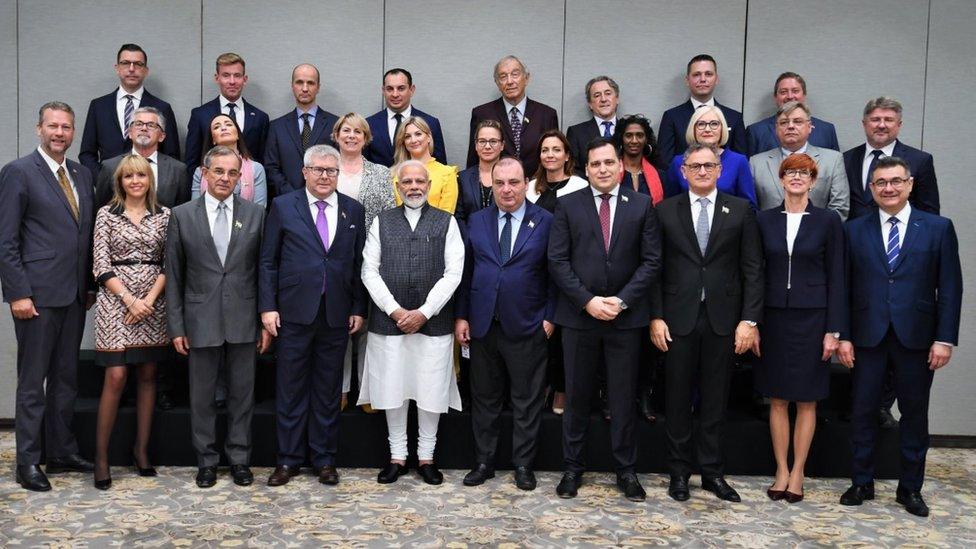 Prime Minister Modi with visiting delegates