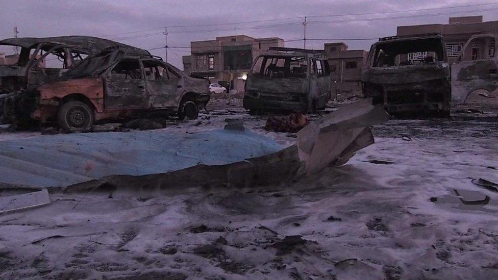 Aftermath of car bomb attack in Bayaa