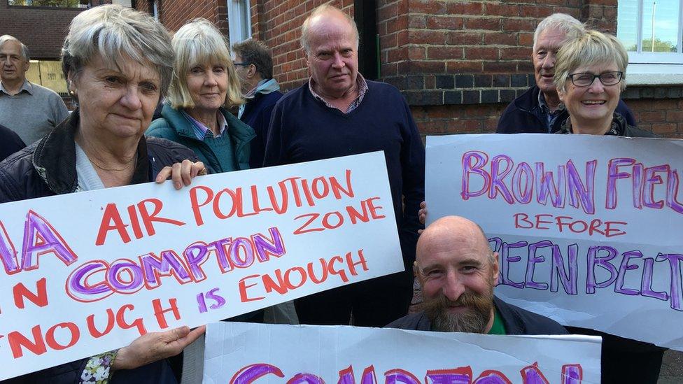 Protesters at the council's offices