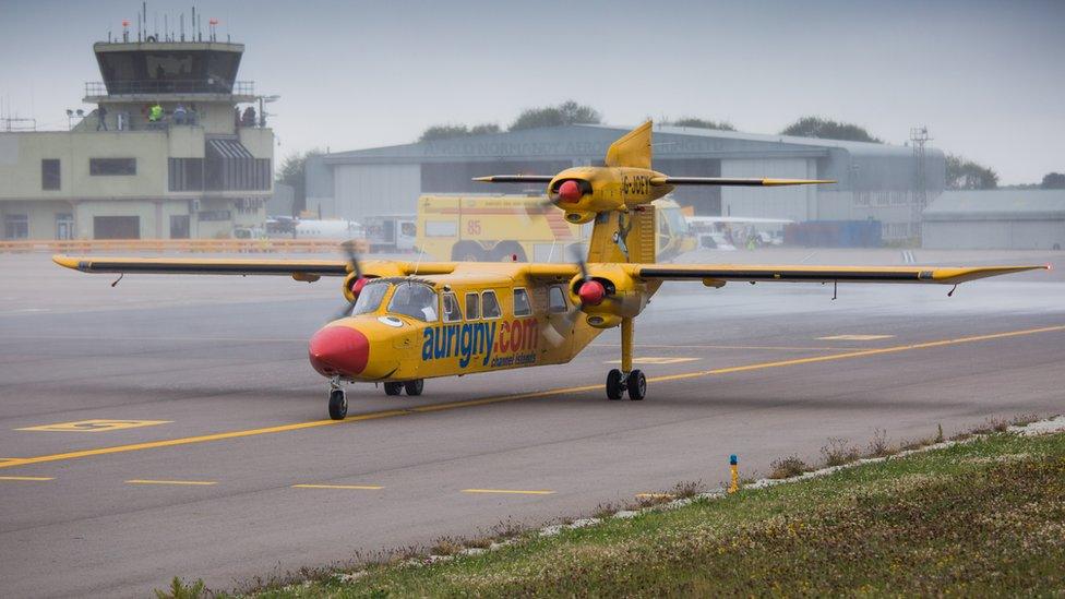 G-Joey, trislander, at Guernsey Airport after completing final flight