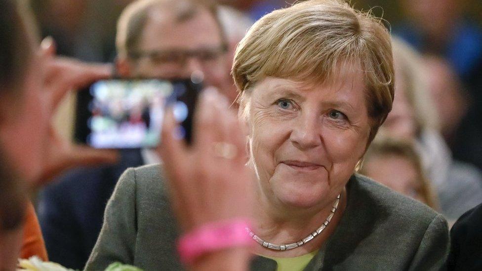 German Chancellor Angela Merkel attends during an election campaign rally of the Christian Democrats (CDU) in Ortenberg, Germany, 22 October 2018