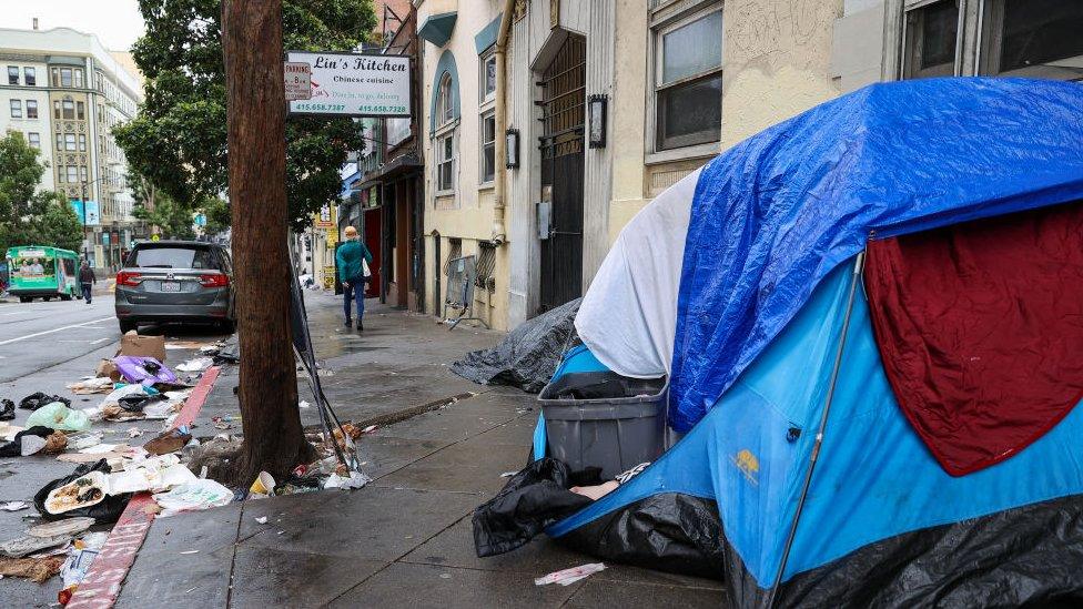 Tent on street