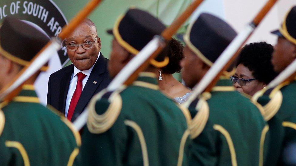 President Jacob Zuma and a guard of honour at parliament in Cape Town, South Africa - Thursday 9 February 2017