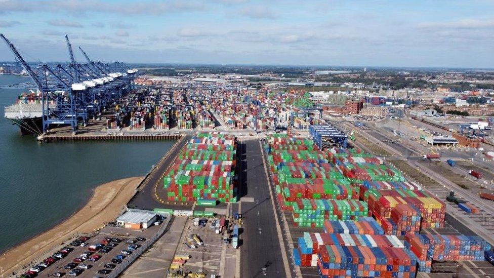 Aerial view of the Port of Felixstowe