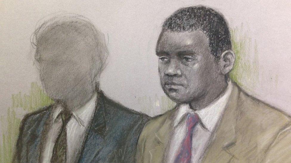 Court sketch of un-named 17-year-old boy and Kevin Wilson