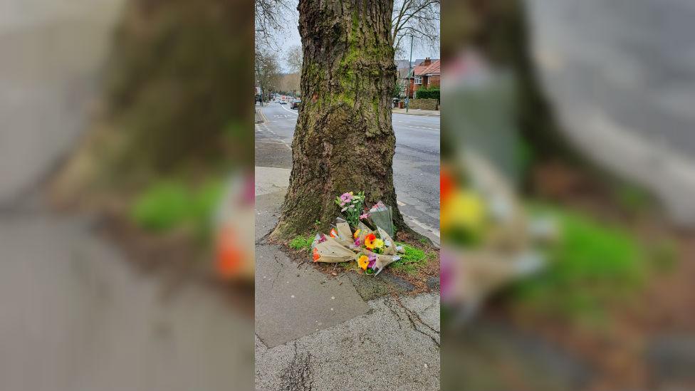 Derby Road floral tribute