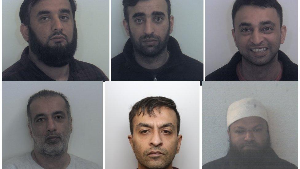 Clockwise from top left: Tayab, Nasser and Basharat Dad, Matloob Hussain, Mohammed Sadiq. Amjad Ali pleaded guilty in February