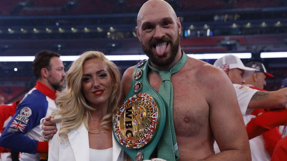 Paris and Tyson Fury after his win at Wembley