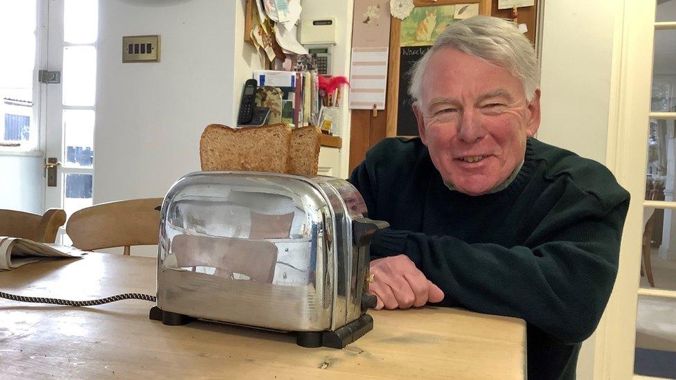 Jimmy James with his toaster