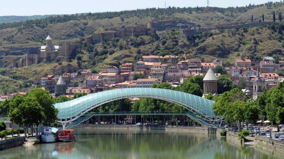 A view of the Peace Bridge in Tbilisi