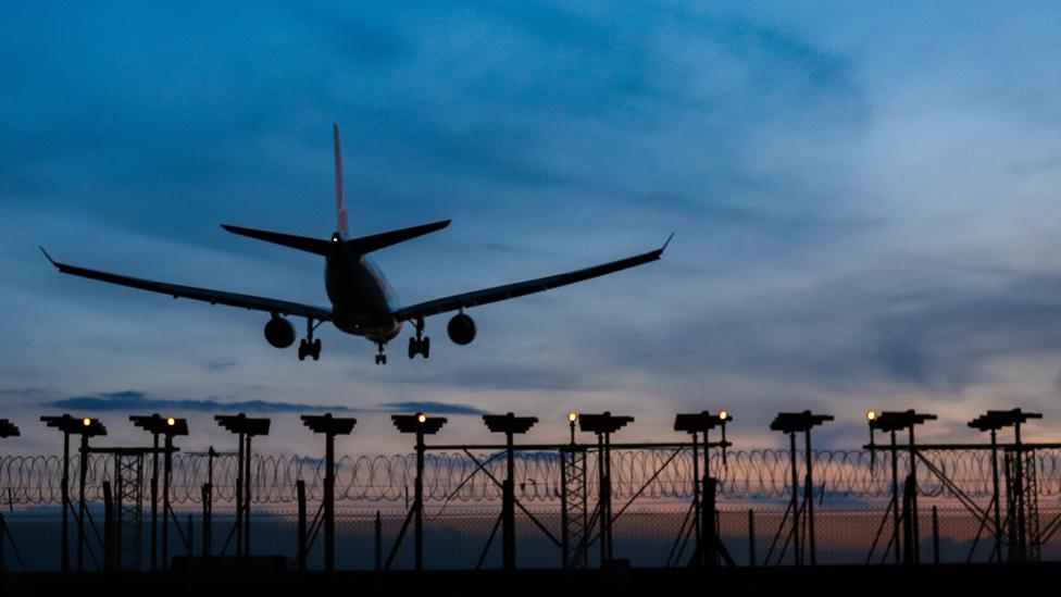 Plane coming into land at Heathrow