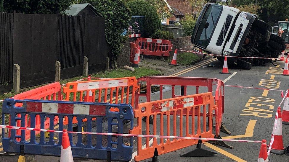 Tanker in sinkhole