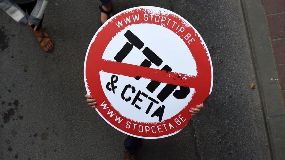 A Ceta protester's placard in Brussels, 20 October