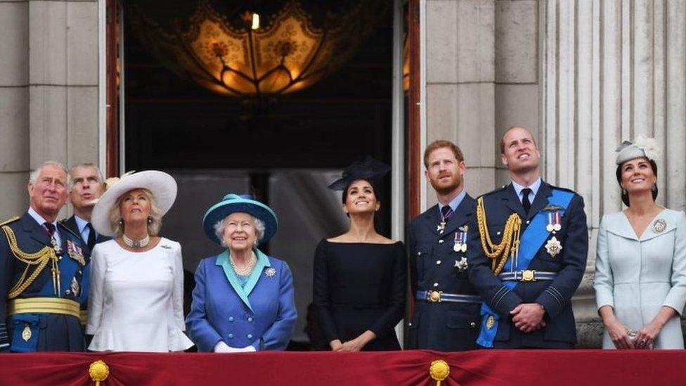 The Royal family, including the Prince of Wales, the Duke of York, the Duchess of Cornwall, Queen Elizabeth II, the Duchess of Sussex, the Duke of Sussex, the Duke of Cambridge and the Duchess of Cambridge