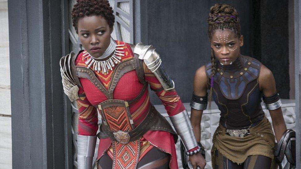 Lupita Nyong'o and Letitia Wright in Black Panther