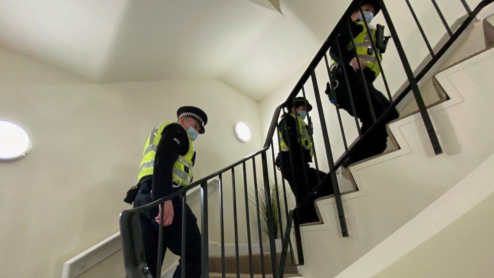 cops on stairs