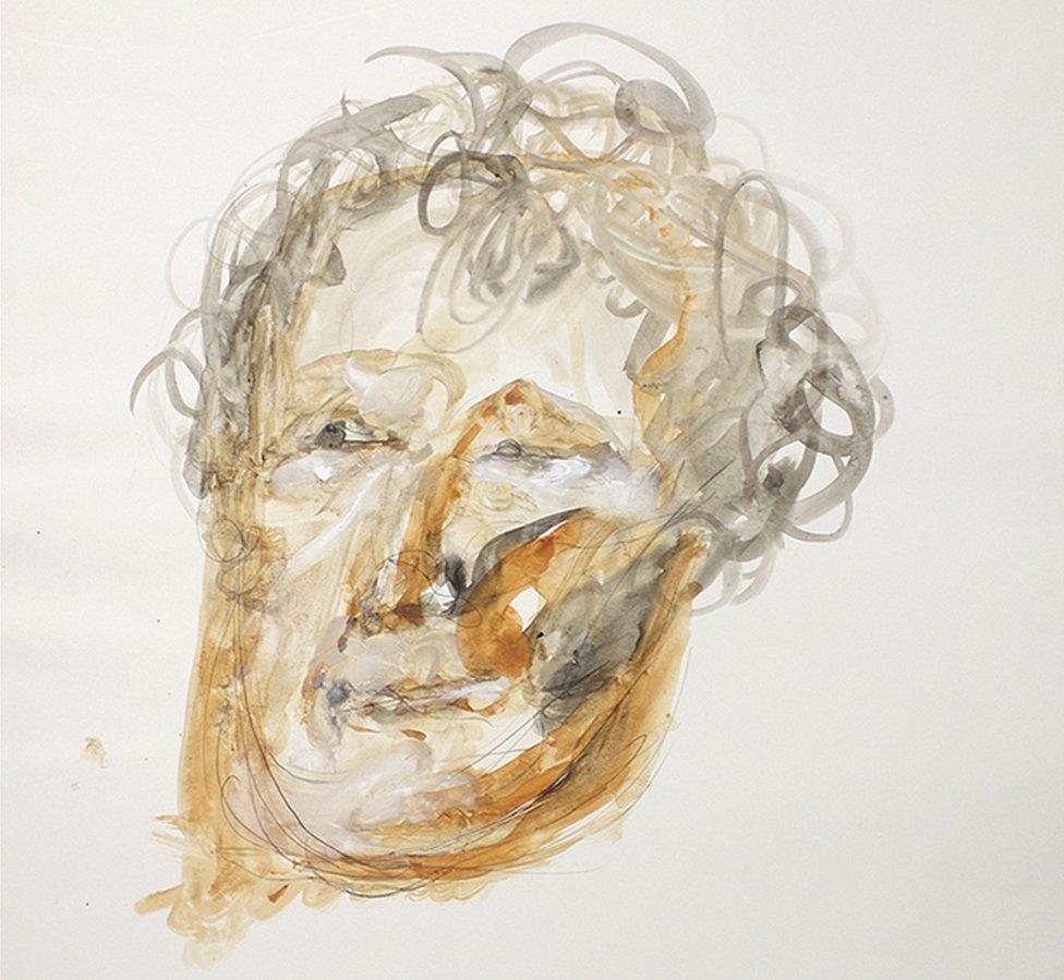 Portrait of Seamus Heaney by Barrie Cooke (watercolour 1980)