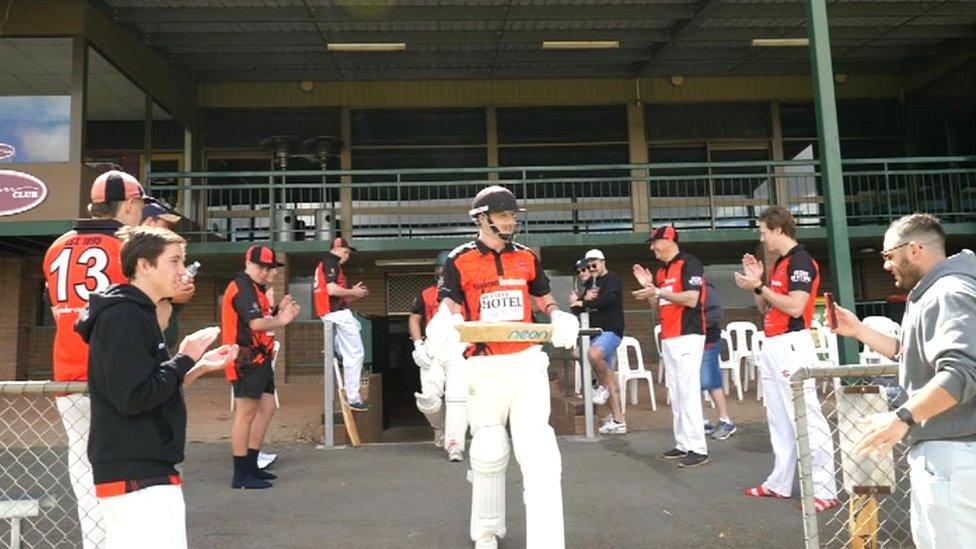 Billy Cookson walks out onto field