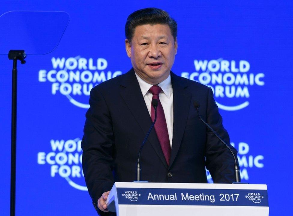 China's President Xi Jinping delivers a speech during the first day of the World Economic Forum, on January 17, 2017 in Davos.