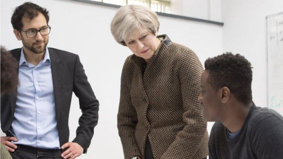 Theresa May on school visit