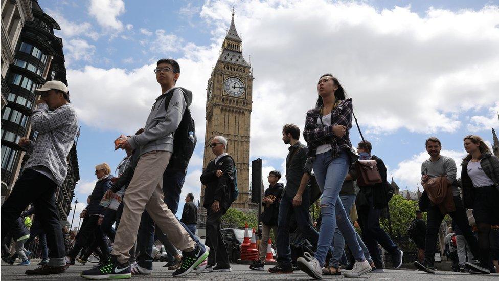 People walking past Big Ben