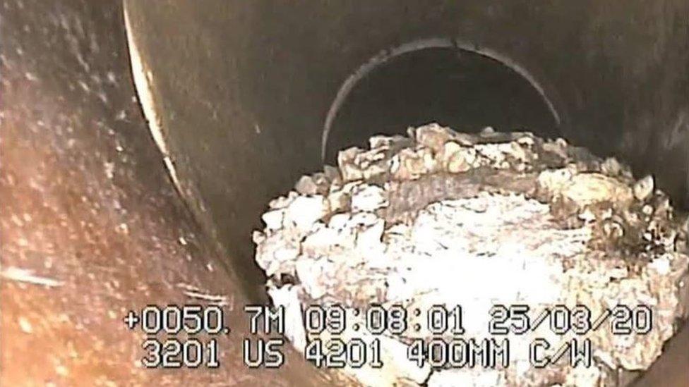 Concrete blocking a drain in West Yorkshire