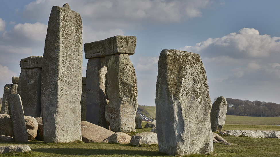 Stonehenge monument with A303 in background