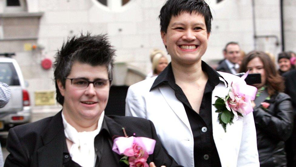 Grainne Close and Shannon Sickles became the UK's first civil partners in 2005