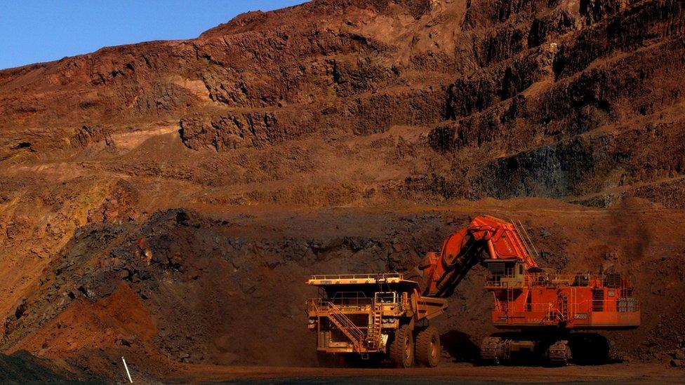 Iron ore being mined in Western Australia