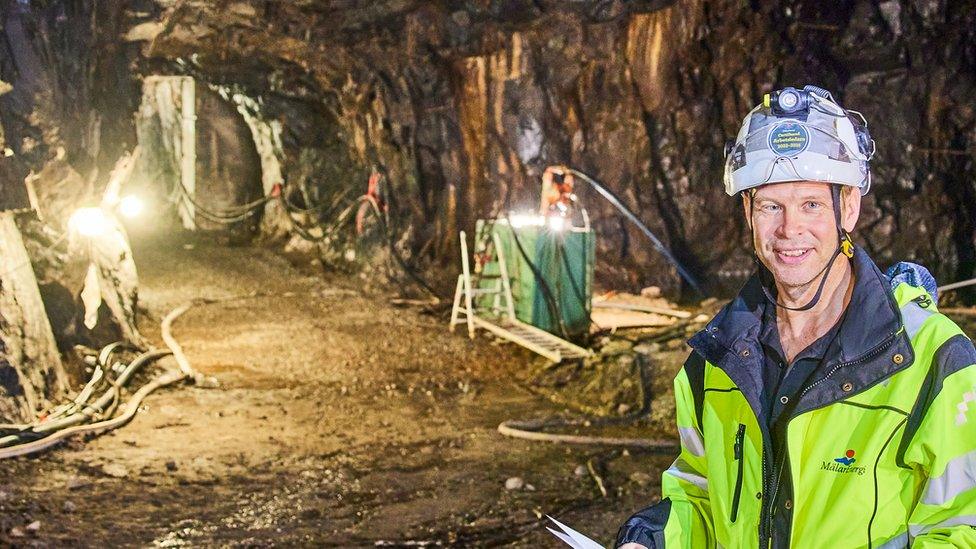 Workers in the caverns beneath the Swedish city of Västerås