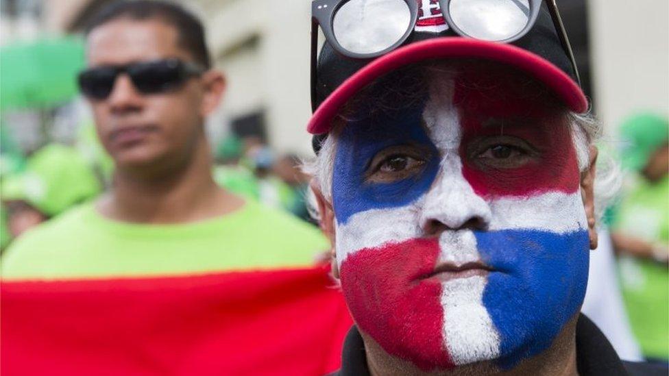 Members of the collective Green March protest in front of the headquarters of the National Presidency, in Santo Domingo, Dominican Republic, 28 January 2018.