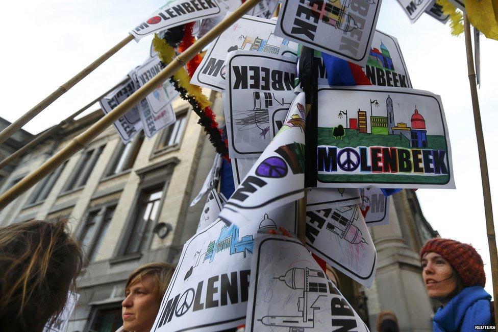 Memorial rally in Molenbeek, Belgium, 18 November