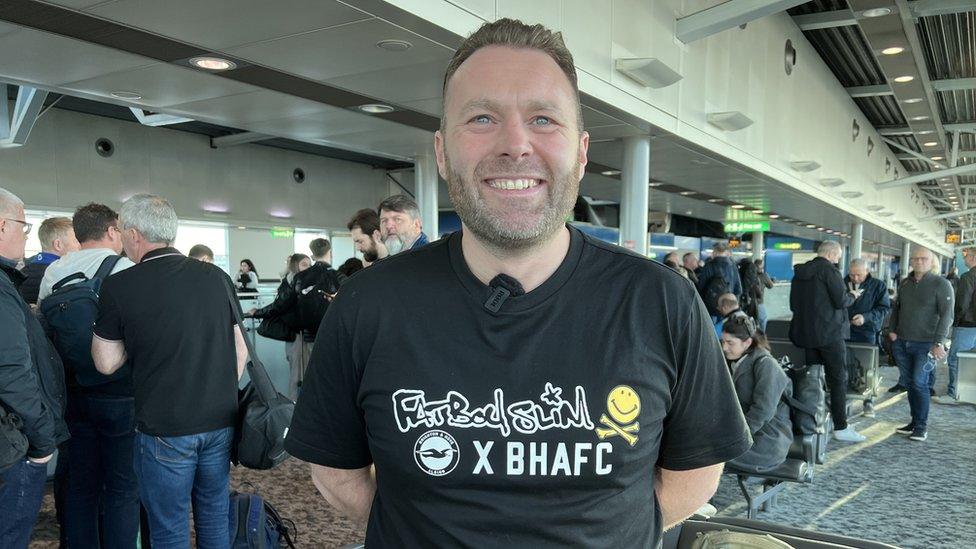 Albion fan Simon Garrod in Stansted Airport