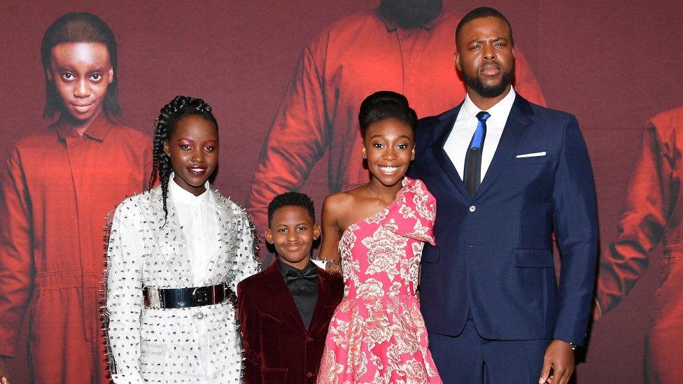 Lupita Nyongo, Evan Alex, Shahadi Wright Joseph and Winston Duke at the Us premiere