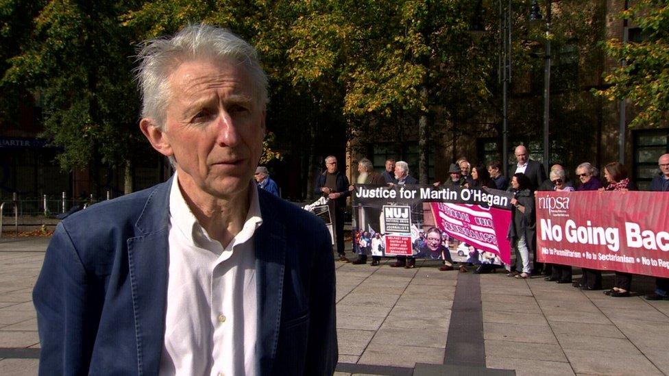 Robin Wilson speaking at the demonstration